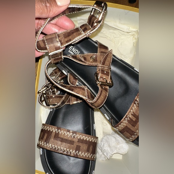 Authentic Fendi Women Sandals in Glossy Neoprene Jacquard FF Motif - Picture 5 of 6